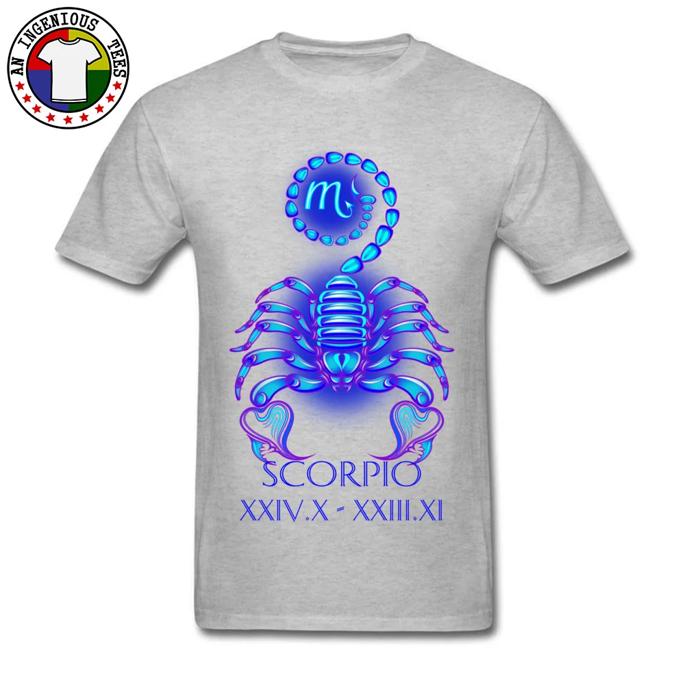 Blue SCORPIO The Scorpion Zodiac Tower T Shirts Mens Summer/Fall Tops Tees Short Sleeve Round Collar Print Tshirt On Sale