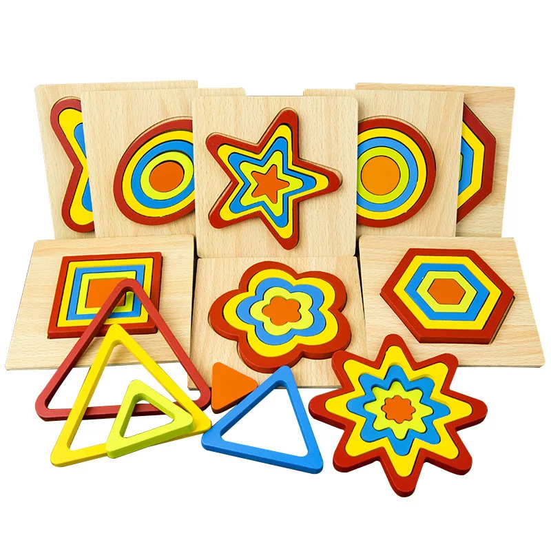 

Kaleidoscope Wooden Jigsaw Puzzle for Toddlers Montessori Materials Educational Toys for Cbildren Sensory 3d puzzles Tangram