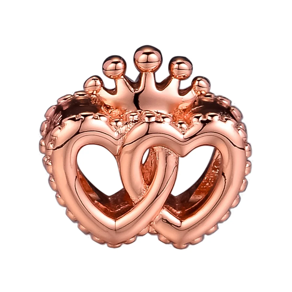 

United Regal Hearts Charm Fits charms Rose Gold original Bracelets For Woman DIY Beads For Jewelry Making