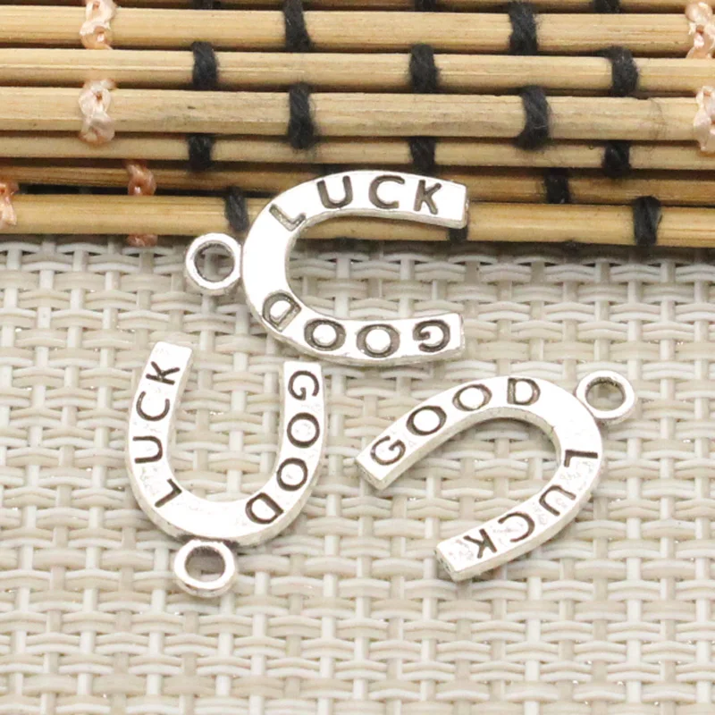 20pcs Charms Lucky Horseshoe Good Luck 17x12mm Tibetan Silver Color Pendants Antique Jewelry Making DIY Handmade Craft