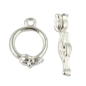 80Sets Silver Color Plate flower circle toggle clasps A8941SP FREE SHIPPING