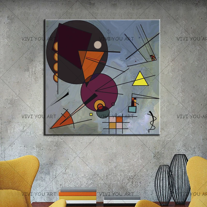 100% Hand-painted Wall Pictures Art For Living Room Home Decor Wassily Kandinsky Oil Painting No Frame Handmade Geometry Picture