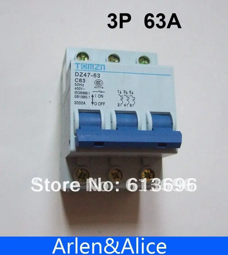 3P 63A 400V~ 50HZ/60HZ Circuit breaker MCB C TYPE