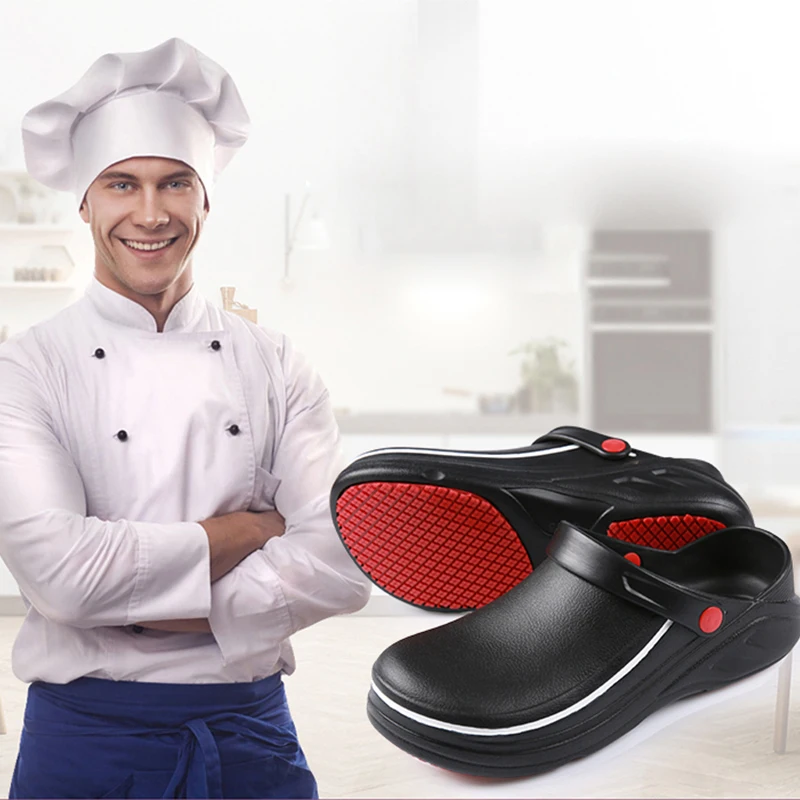 Sapatos de trabalho para cozinha, eva, de alta qualidade, antiderrapante, à prova d'água, à prova de óleo, trabalho, chef, master, cozinhar, hotel, restaurante, sandálias planas