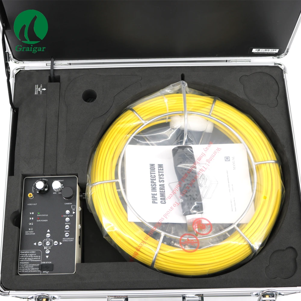 Pipe Inspection Camera 710D 20M/65ft Video Sewer Pipe Inspection Survey Camera Waterproof IP68 23mm/0.9inch 12 LED Light