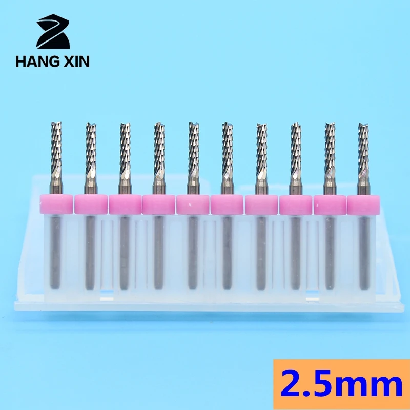 PCB คาร์ไบด์เครื่องมือ end mill 2.5 มิลลิเมตร 2.6 มิลลิเมตร 2.7 มิลลิเมตร 10 ชิ้นข้าวโพดเครื่องกัดโลหะ CNC router ไม้เครื่องมือ PCB เจาะบิต