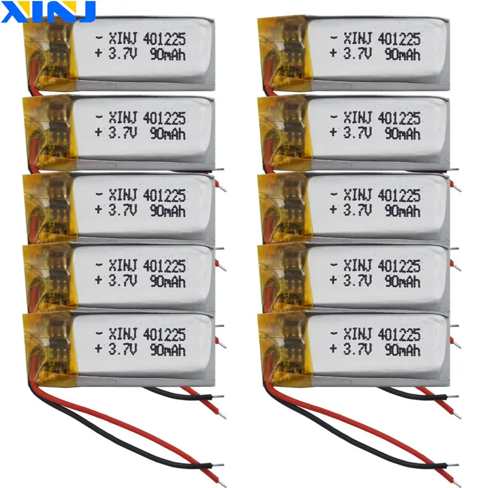 

XINJ 10 шт. 3,7 в 90 мА полимерный литий-ионный Литий-полимерный аккумулятор 401225 литий-ионный аккумулятор для Bluetooth динамика гарнитуры очков музыкальный плеер Mp3