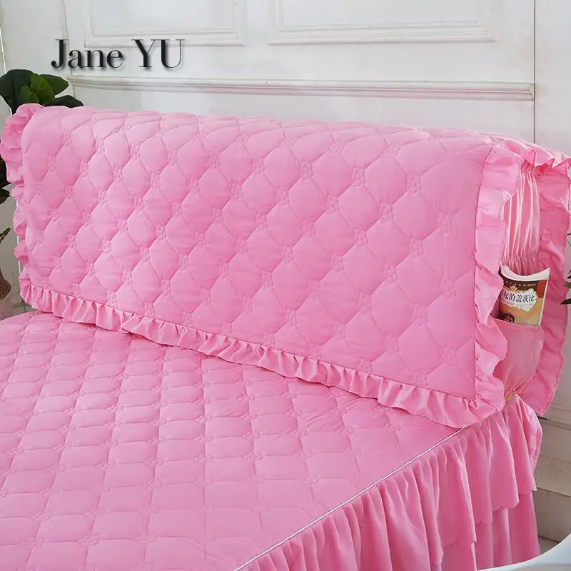 

JaneYU Princess Clamps Cotton Thickening All Inclusive Bedspread Fabric Washable Solid Wood Skin Bed Soft Bedhead Cover