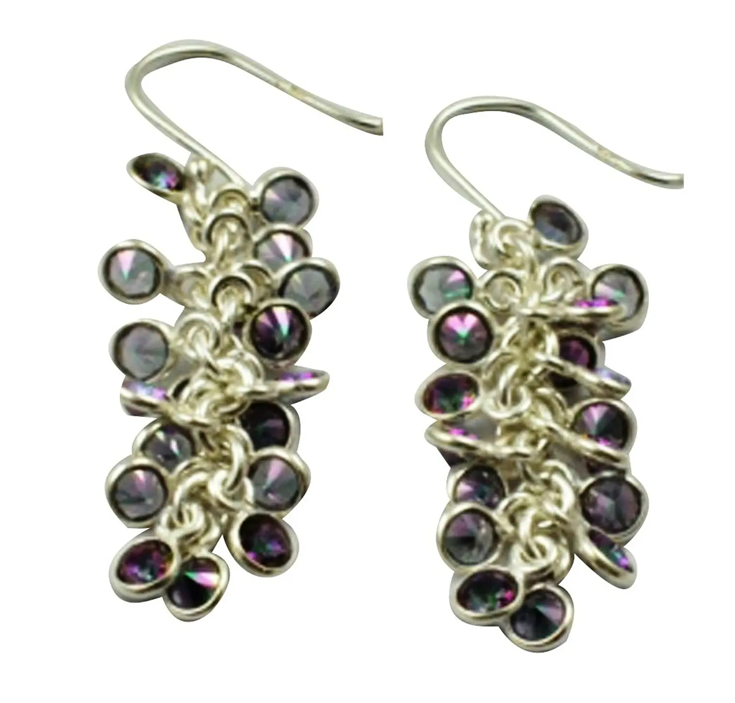 

Genuine Mystic Topaz EARRINGS 925 Sterling Silver, 45.6mm, AE2182