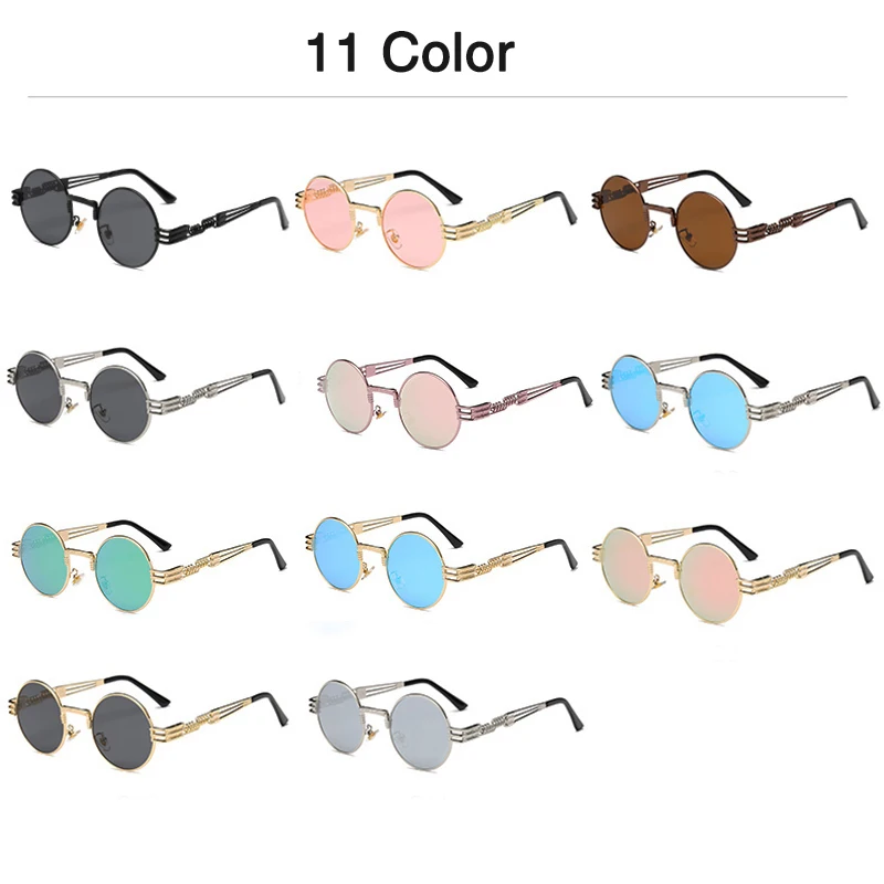 Polarized Round Metal men women Sunglasses Steampunk female Fashion sun Glasses Brand Designer Retro Vintage UV400 male oculos