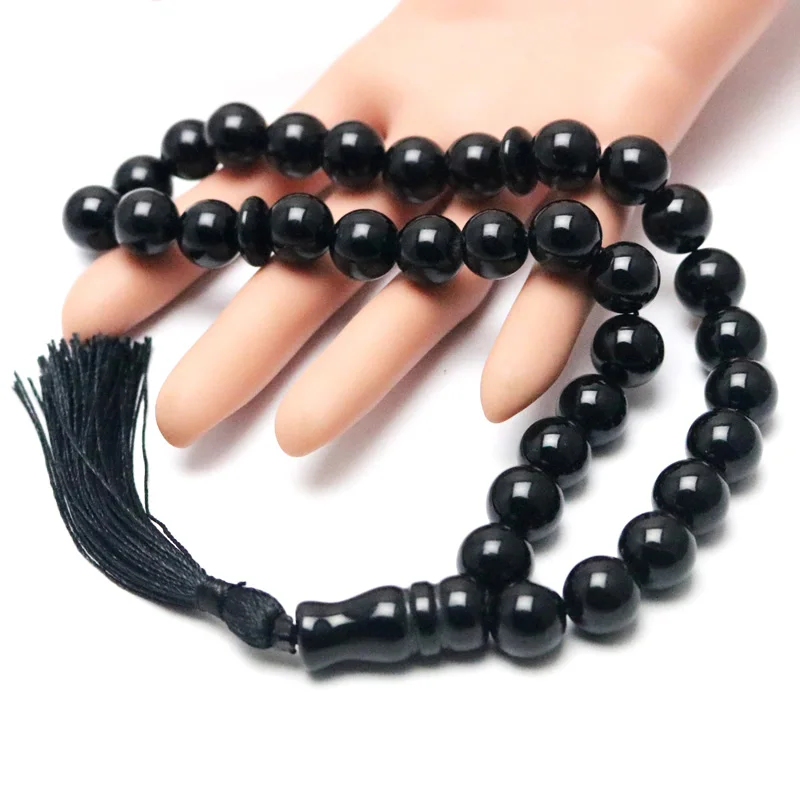 

Original agate black round decorative beads 33 Islamic rosary muslim rosary tasbih jewelry rosary misbaha free shipping