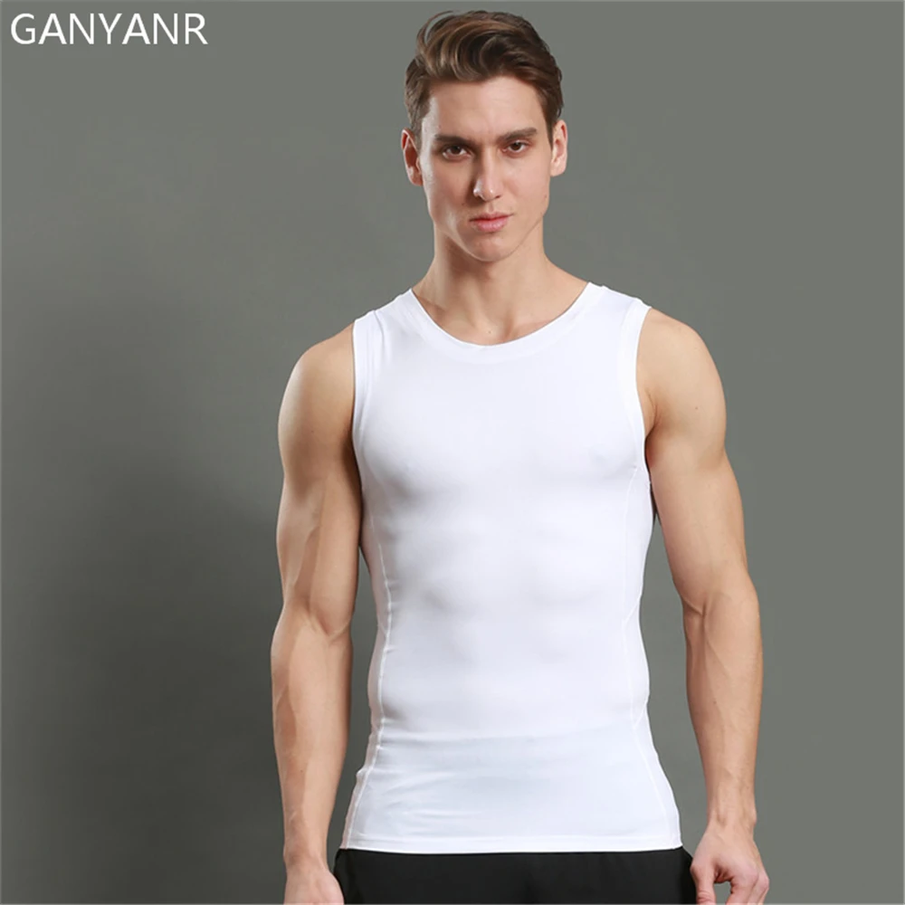 

GANYANR Brand Sports Vest Basketball Men Gym Clothes Singlets Sleeveless Shirt Running Tank Top Solid Dry Fit Summer Compression