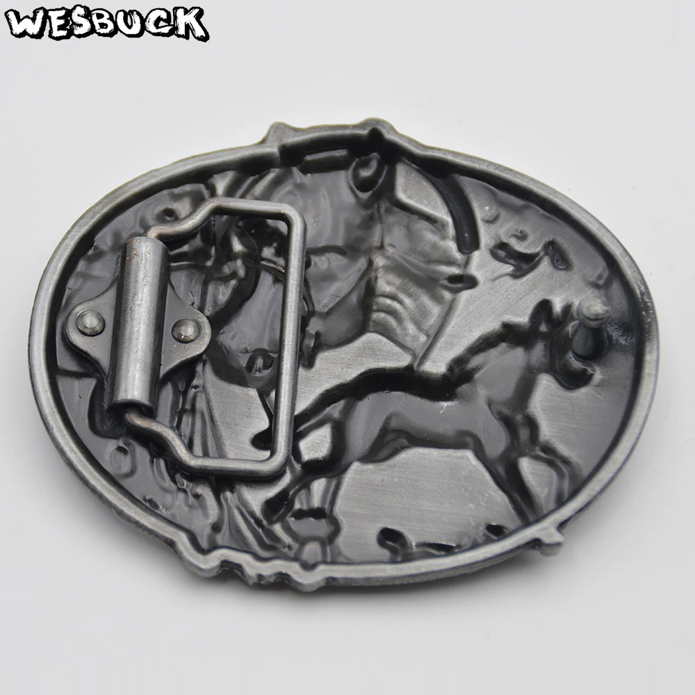 WesBuck Brand Two Running Horse Cowboy Belt Buckle Cowgirls Horse Buckle Cool Causal Cowboy Hebilla