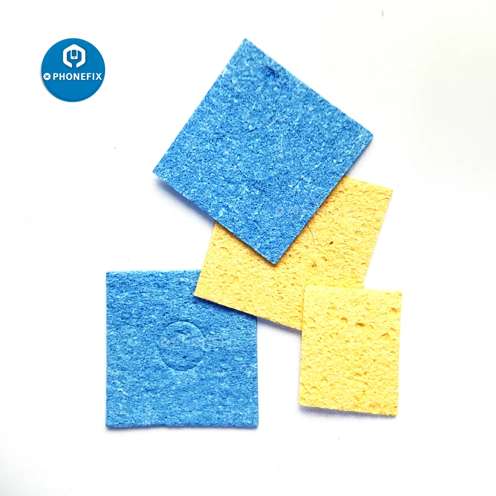 PHONEFIX cuscinetti di pulizia per saldatura a punta per saldatore a spugna per pulizia giallo blu universale per la pulizia di componenti PCB