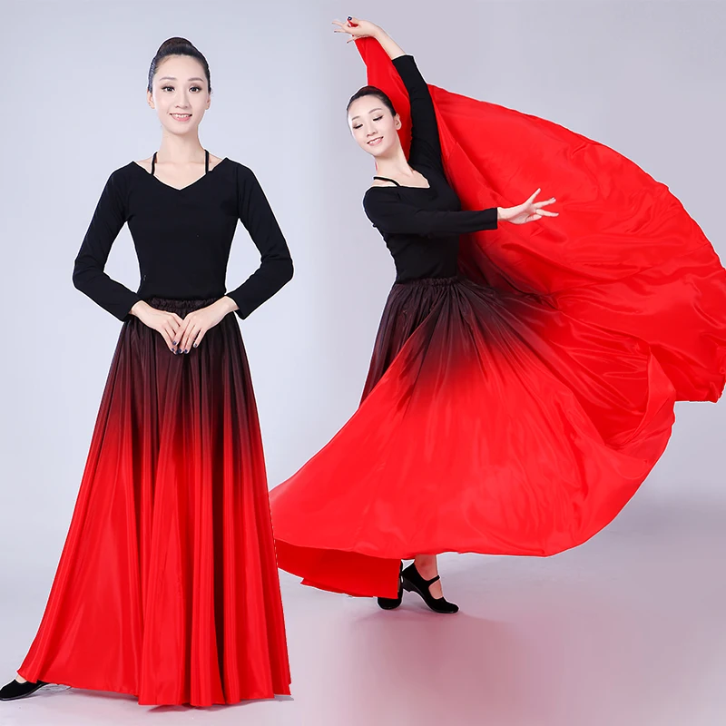 

Long Swing Red Black Big Hem Dancing Skirt Spanish Bullfight Dancing Costume/Flamenco Dance Costume Skirt Ballroom Long Skirts