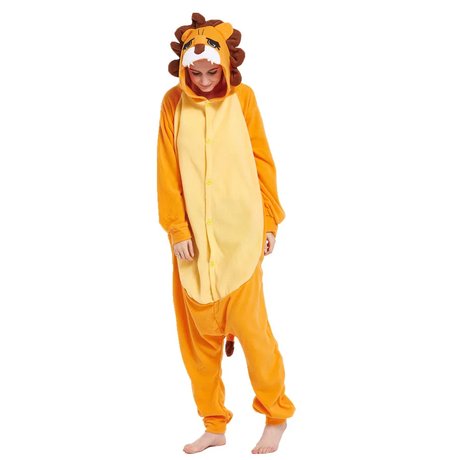 

Adults Polar Fleece Lion Animal Kigurumi Women's Men's Onesies Pyjamas Cosplay Costume for Halloween and Carnival Party