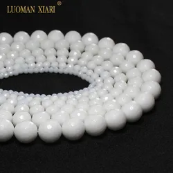 Wholesale Faceted Natural White Porcelain Stone Beads For Jewelry Making Ceramic DIY Bracelet  4/6/8/10/12/14 mm Strand 16''