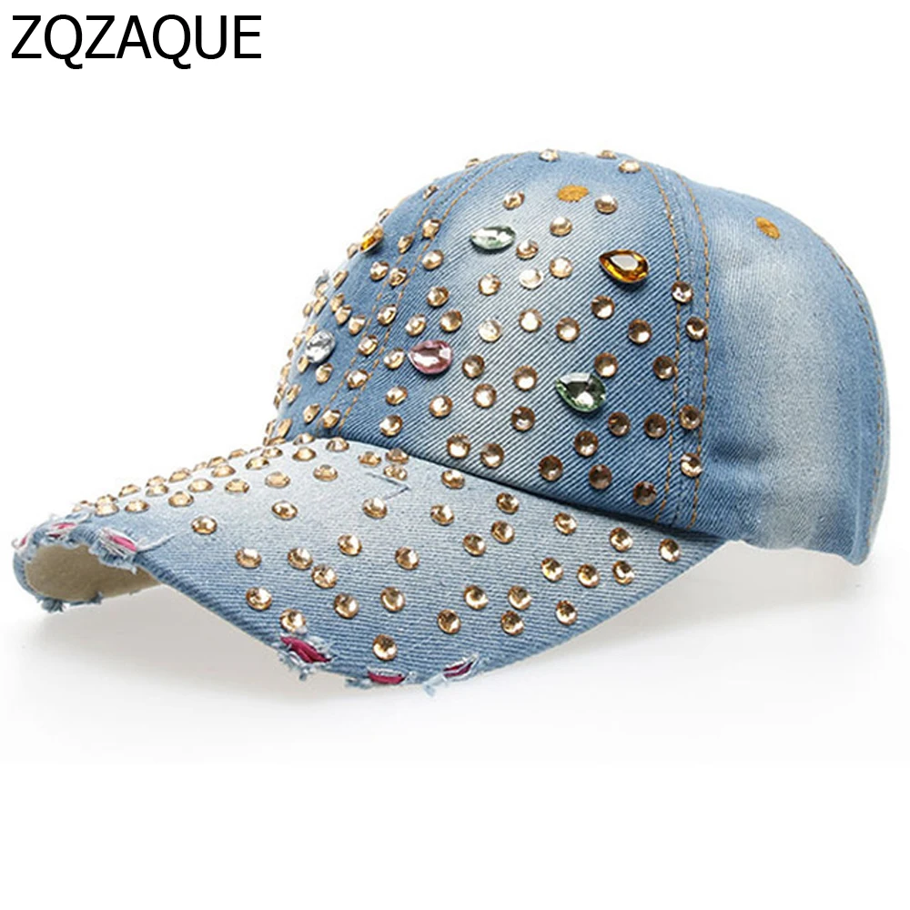 Bling Water Wave Point Manual Drill Baseball Caps Cool Beautiful Girls Diamond Hats High Quality Hot Sale SY326