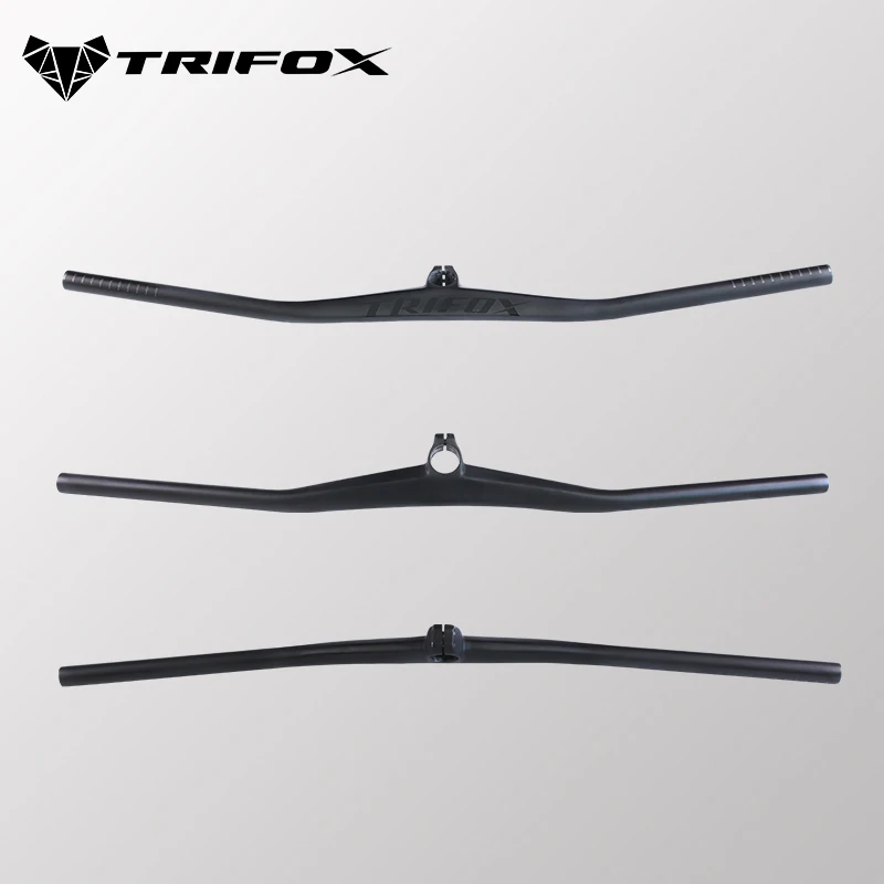 TRIFOX Carbon MTB  Handlebars Bicycle Manillar Riser -2 Degree One-shaped Integrated With Stem Black UD Matte Carbon Bike Handle