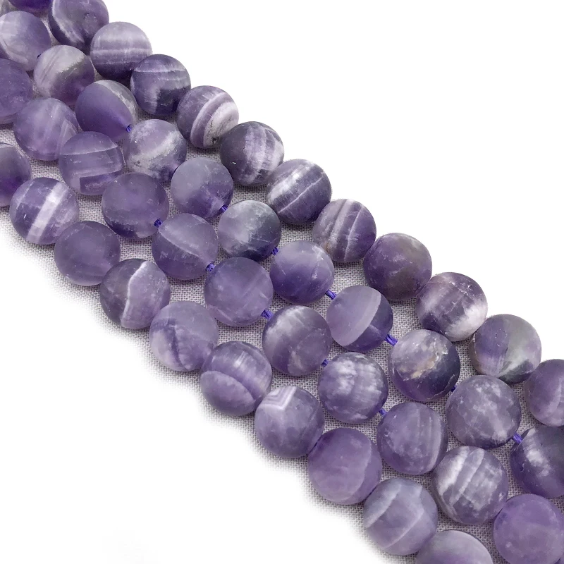 Natural crysta Stripe Amethysts Rock Crystal Beads Forst Dull Polish Matte Loose Round Beads 6 8 10 12 MM Fit DIY Jewelry Making