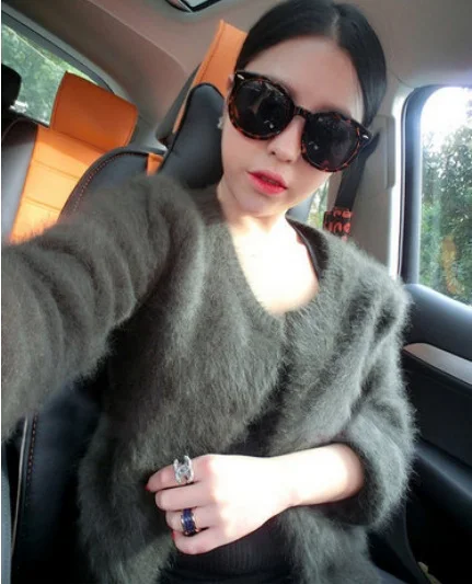 

Pure mink cashmere cardigan sweater women genuine mink cashmere coat 100% cashmere sweater free shipping