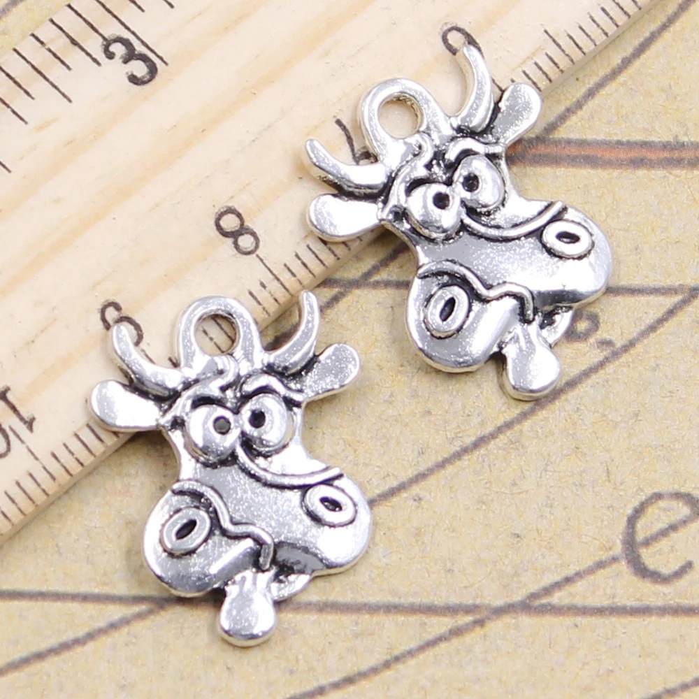 10pcs Charms Milk Cow 23x17mm Antique Silver Color Pendants Making DIY Handmade Jewelry Factory Wholesale