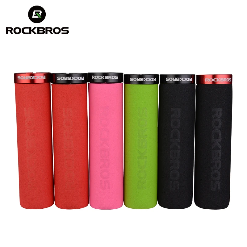 ROCKBROS Bicycle Grips MTB Silicone Sponge Handlebar Grips Anti-skid Shock-absorbing Soft Bike Grips Ultraight Cycling Handlebar