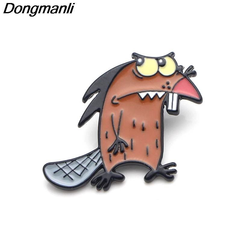 P3769 Dongmanli Cute Beaver Metal Enamel Brooches and Pins for Lapel Pin Backpack Badge Collar Jewelry