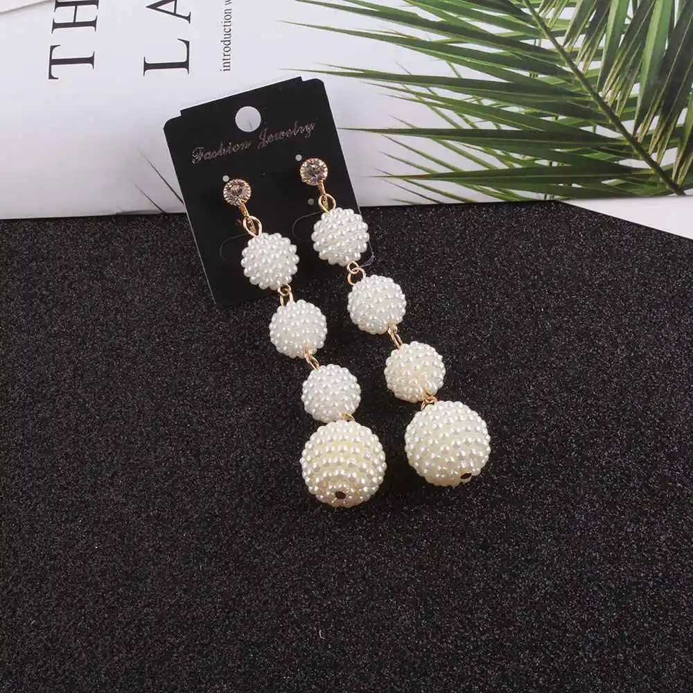 JIOFREE New Long simulated pearl Clip on Earrings No Pierced for Girl Party Needn\'t Ear Hole Earrings Korea Style