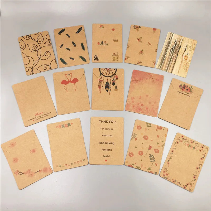 

12pcs/lot Fashion Handmade with love Necklace cards Flower Cardboard Jewelry Displays Cards Chain Packing Cards 7x5cm