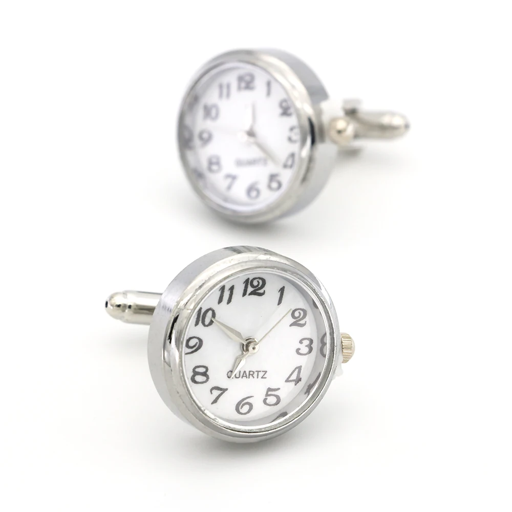 New Watch Cufflinks Real Clock Cuff links With Battery Cufflinks Machine Core Mechanical cuffs Relojes gemelos