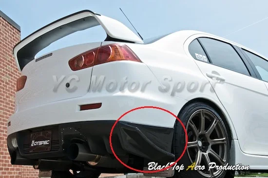 Car  Accessories Carbon Fiber Rear Spats Fit For 2008-2010 Evolution X EVO X EVO 10 Rs Style Rear Bumper Caps Corner Attachment