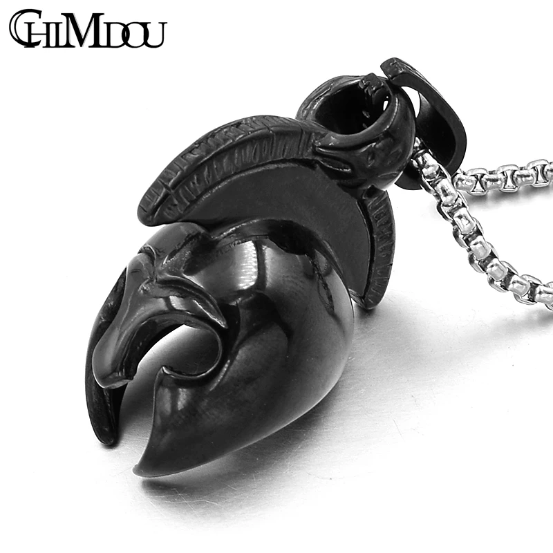 CHIMDOU 2021 New Retro Ancient Greece Spartan Warrior Helmet Mens Pendant Necklace Stainless Steel Jewelry Man Party gift