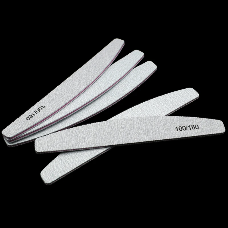 10Pcs 100/180 Nail File sanding polishing Buffer Block  UV Gel Nail Polisher Manicure Pedicure Tools Nail Care Tools  Grey Boat