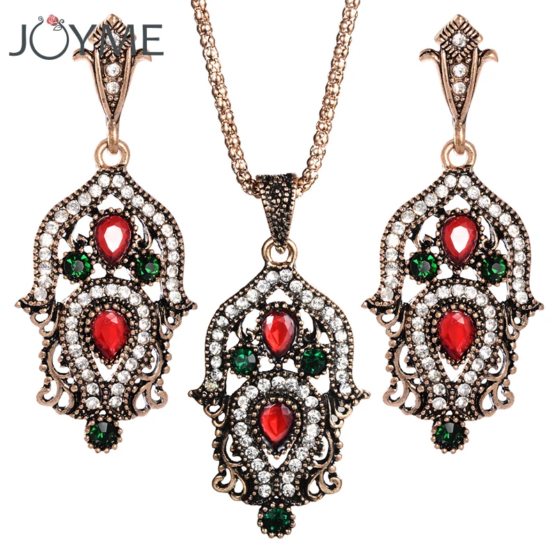 New Luxury Imitation Vintage Jewelry Sets For Women Bridal Wedding Jewelry Indian Ethnic Turkish Engagement  Wedding Accessories