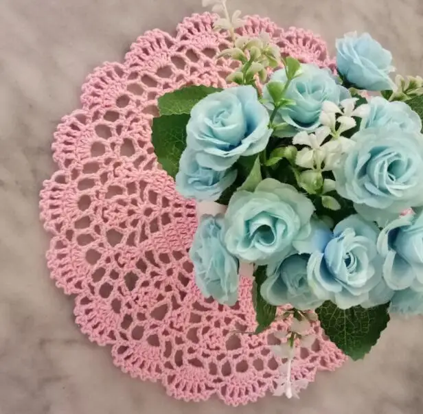 25CM Round Vintage Cotton Cup Coaster Mug Christmas Table Placemat Cloth Lace Crochet Tea Coffee Wedding Doily Handmade Pad