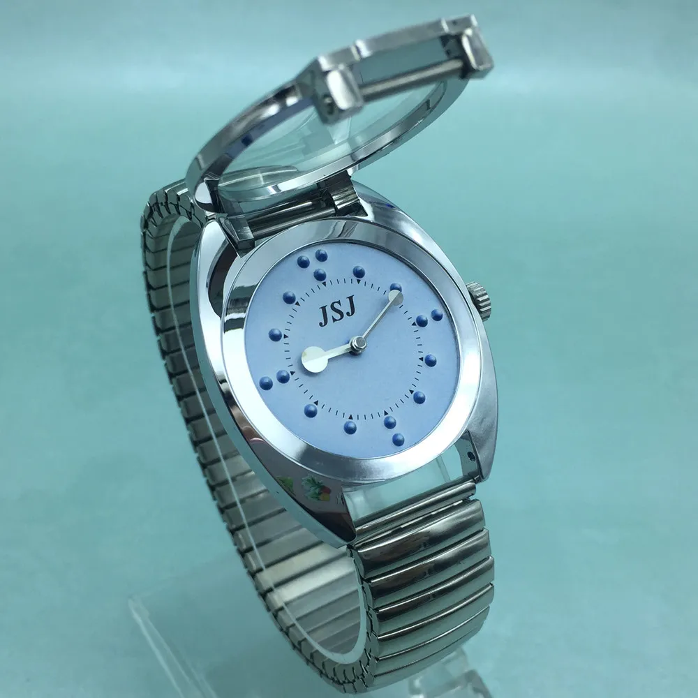 Tactile Watch for Blind People--Battery Operated(Expansion Band, Blue Dial)