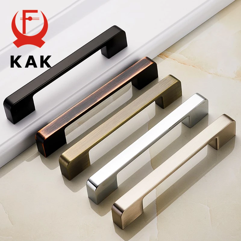 KAK Zinc Aolly Black Cabinet Handles Wardrobe Kitchen Cupboard Pulls Drawer Knobs Fashion Furniture Handle Door Hardware