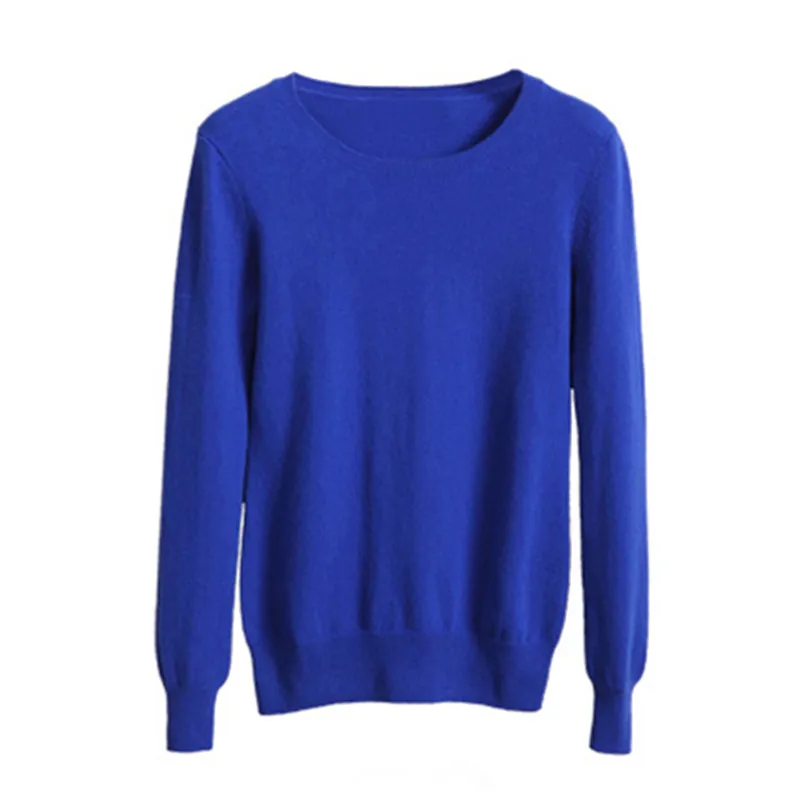 Women's Cashmere Sweater, Knitted Pullovers, Monochromatic, Long Sleeve, O Neck, Fashion, S-XXXL, 2024