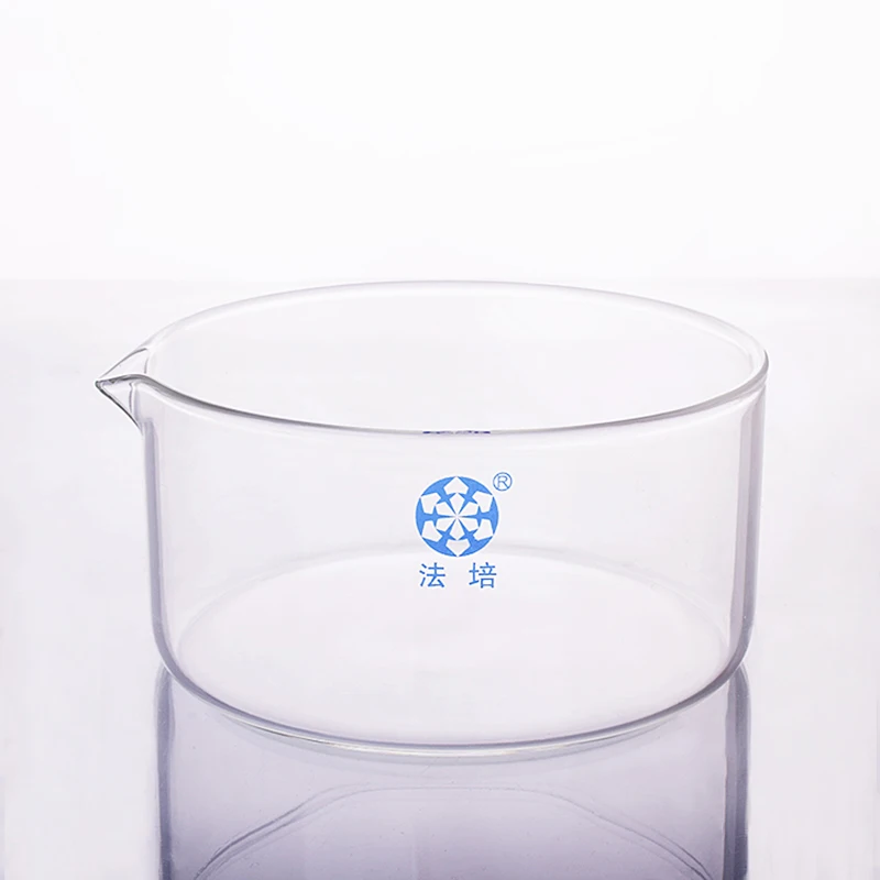 FAPE Crystallizing dish with spout, Outer diameter 150mm and Height 75mm, Crystallizing basin with spout, Borosilicate glass