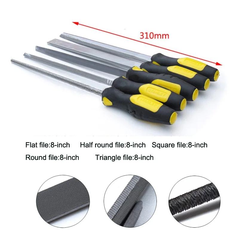 Stanley 8pc file set flat half round triangular files kit with pouch for jewelry glass metal working carpentry tools woodworking