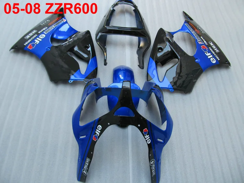 

High quality Injection mold fairing kit for Kawasaki Ninja ZZR600 05-08 blue black fairings ZZR600 2005-2008 OT42