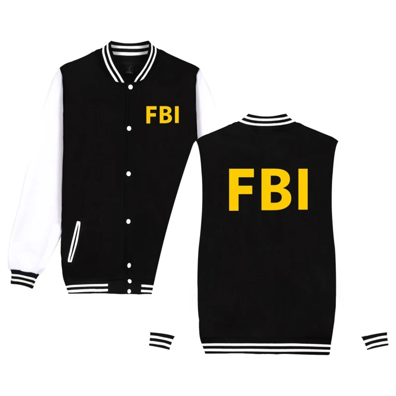 LUCKYFRIDAYF FBI print fashion Baseball Jacket men women Sweatshirts coats tops casual long sleeve hoodies Jackets plus size 4XL