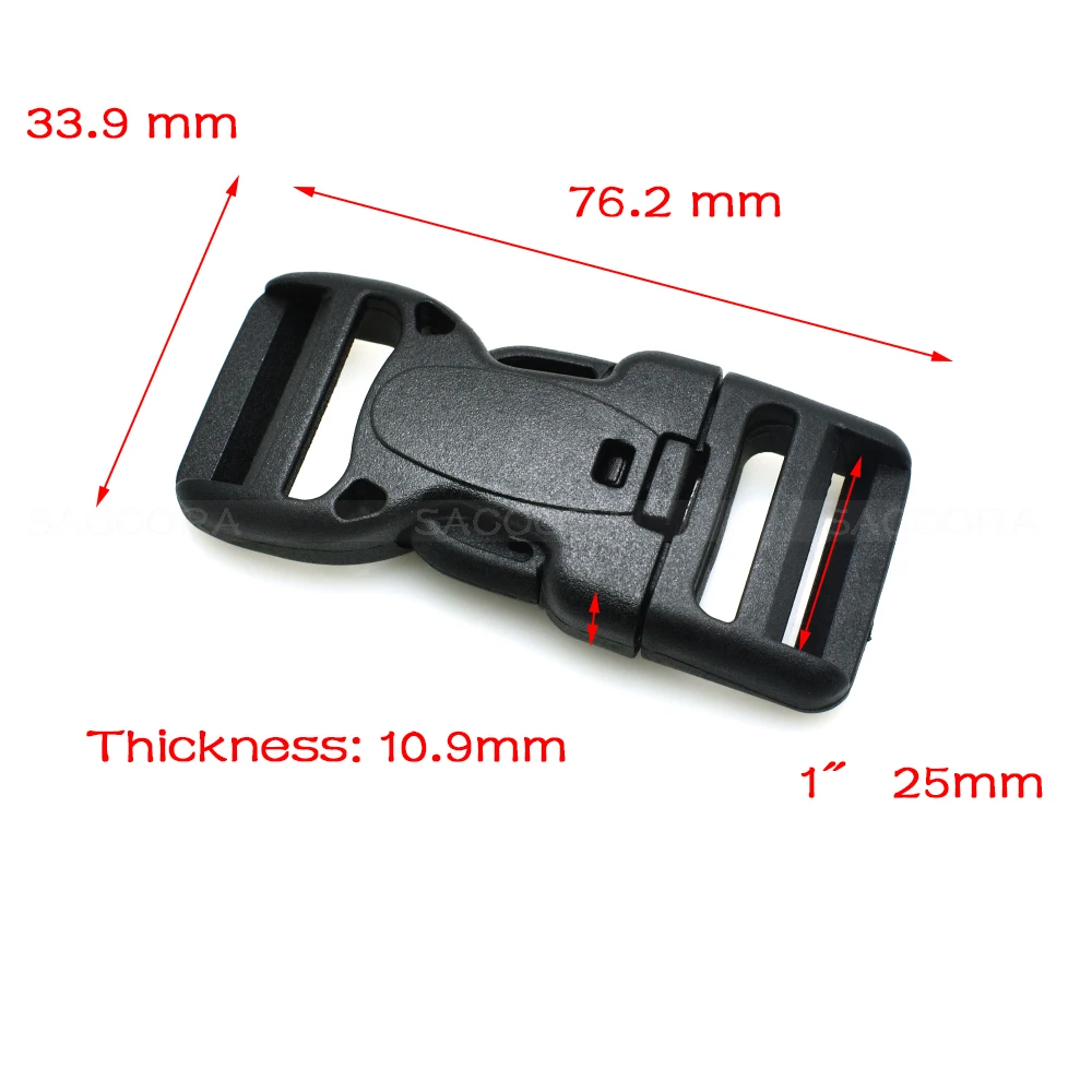 Plastic Dual Adjustable & Security Double Lock Buckle for Tactical Belts Webbing 25MM 32MM 50MM Black