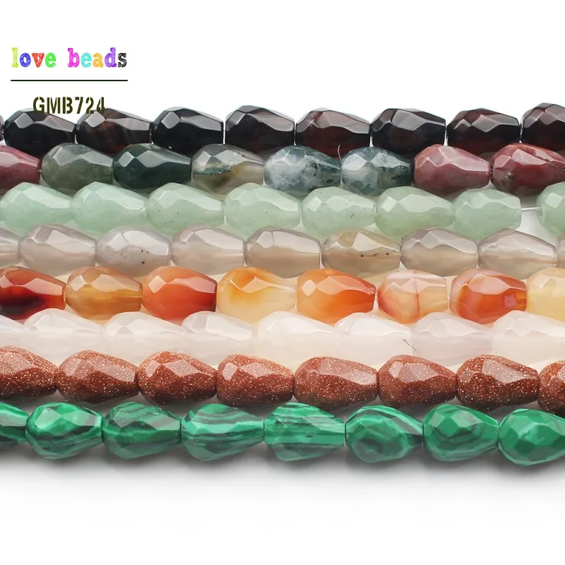 Natural Faceted Tear Drop Stone Beads Aventurine Tiger Eye Red Jaspers Beads 8*10mm Jewelry Making 20pcs Beads