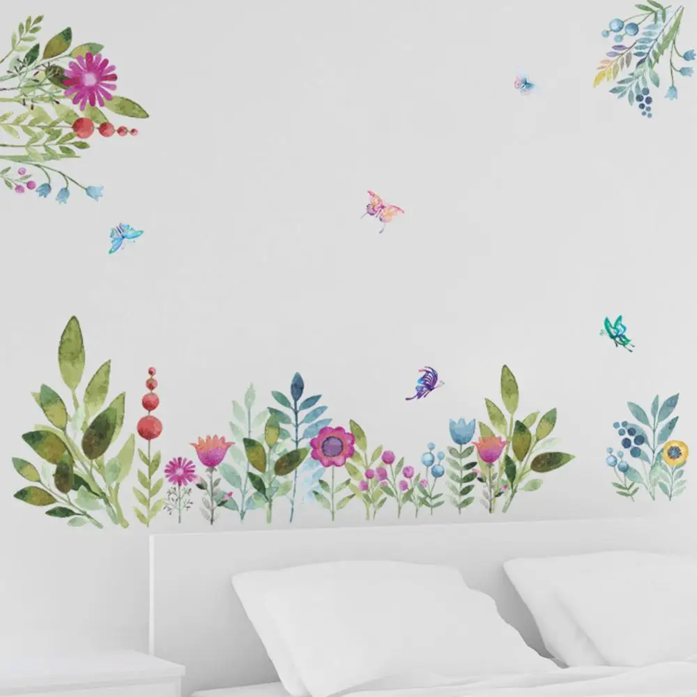 

Colorful Spring Flower Wall Stickers TV Background Sofa Decoration Flying Birds Butterfly Wall Decal 3d Garden Wedding Decor