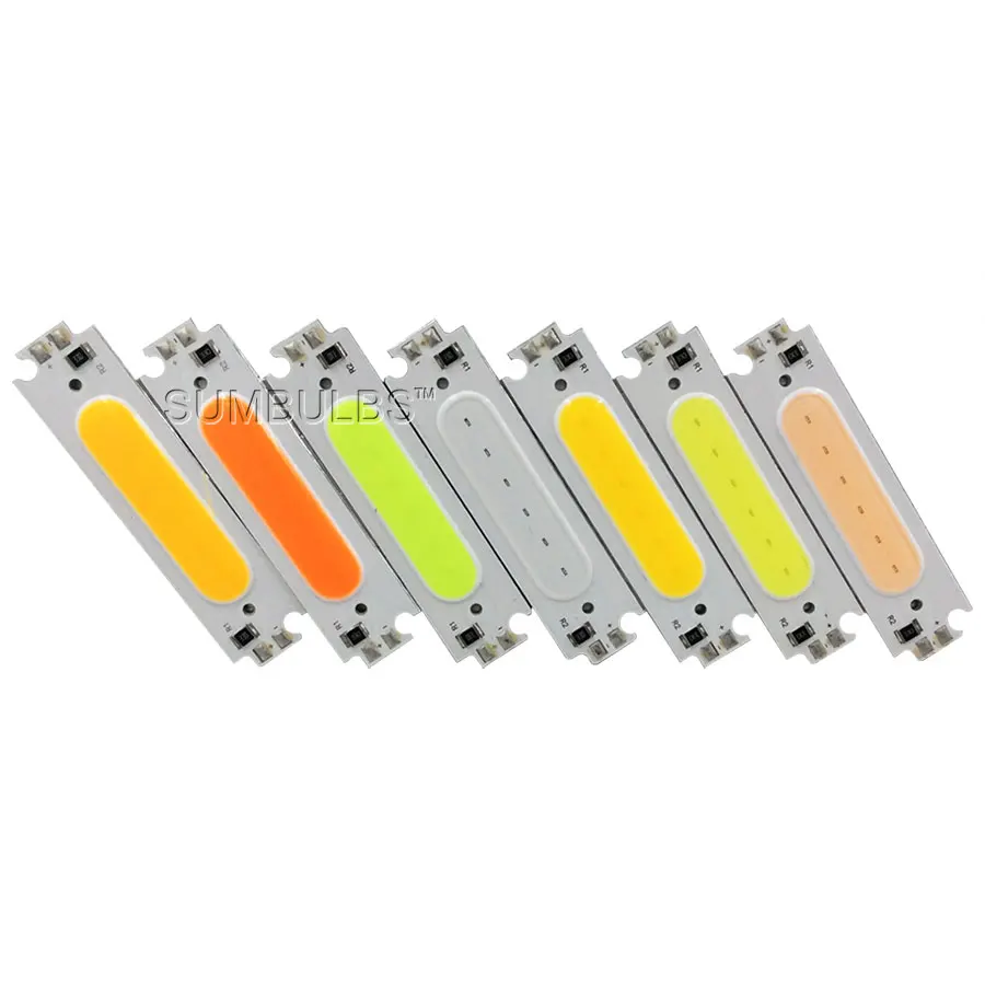 10 sztuk DC 12V modułu LED źródło światła COB kolorowe 60*15MM 2W DC12-14V DIY Chip LED żarówki lampy 6CM biały czerwony niebieski zielony fioletowy