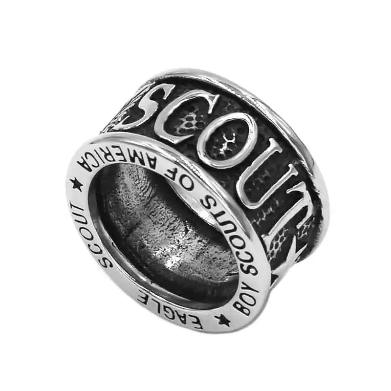 Wholesale Eagle Scout Ring Stainless Steel Jewelrys Classic Biker Ring Military Mens Ring 915B