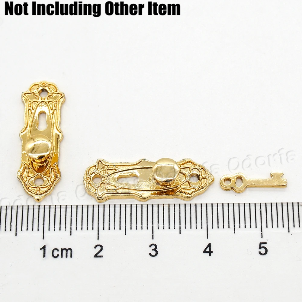 Odoria 1:12 Miniature 4PCS Golden Metal Door Knocker Lock Doorplate Set DIY Dollhouse Hardware Accessories Doll House Decoration