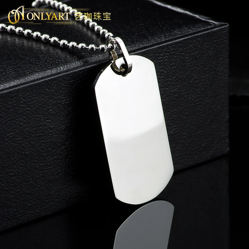 316 Stainless Steel Military Dog Tags Pendant Custom Logo Engraving Silver Color Mirror Finish Blank Tag Charm For Men Necklace